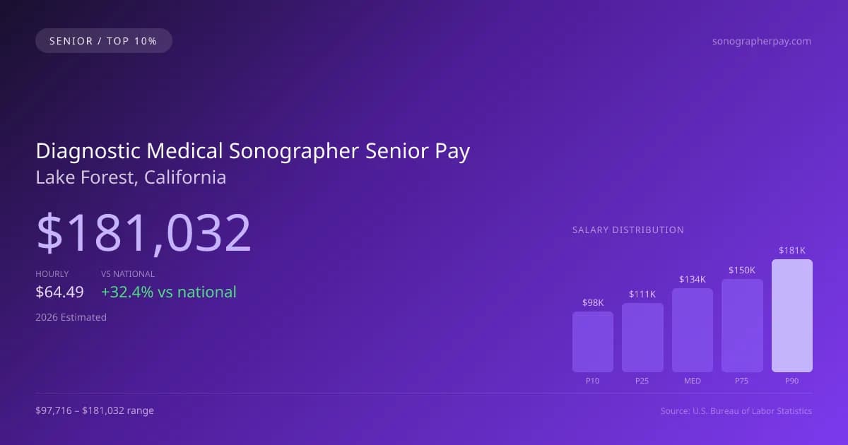 Diagnostic Medical Sonographer Senior Salary in Lake Forest, CA — 2026 est., based on 2025 BLS