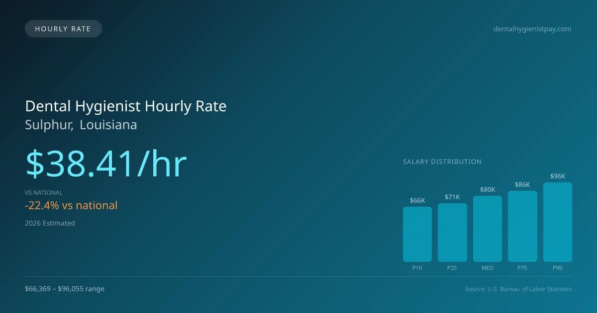 Dental Hygienist Hourly Rate in Sulphur, LA — 2026 est., based on 2025 BLS
