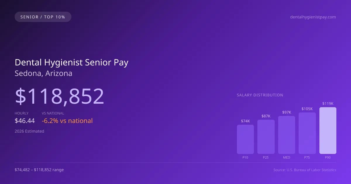 Dental Hygienist Senior Salary in Sedona, AZ — 2026 est., based on 2025 BLS