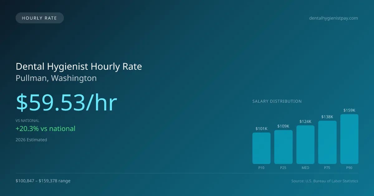 Dental Hygienist Hourly Rate in Pullman, WA — 2026 est., based on 2025 BLS