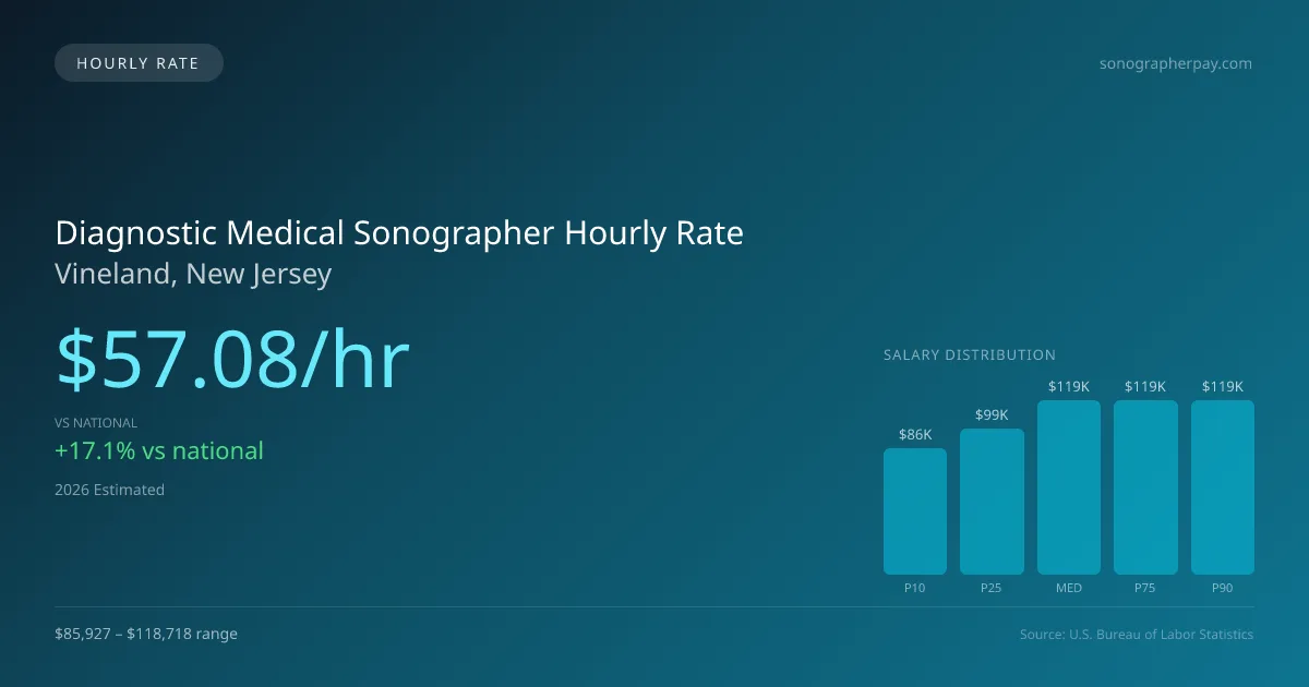 Diagnostic Medical Sonographer Hourly Rate in Vineland, NJ — 2026 est., based on 2025 BLS