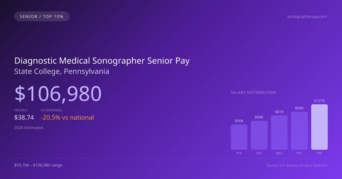 Diagnostic Medical Sonographer Senior Salary in State College, PA — 2026 est., based on 2025 BLS