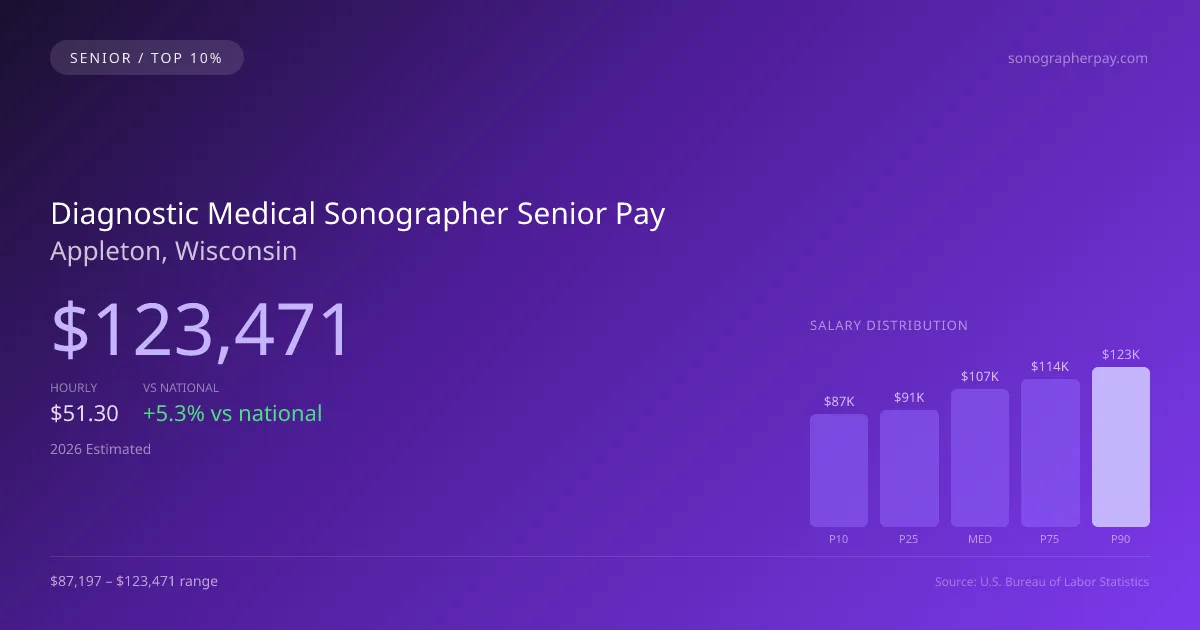 Diagnostic Medical Sonographer Senior Salary in Appleton, WI — 2026 est., based on 2025 BLS